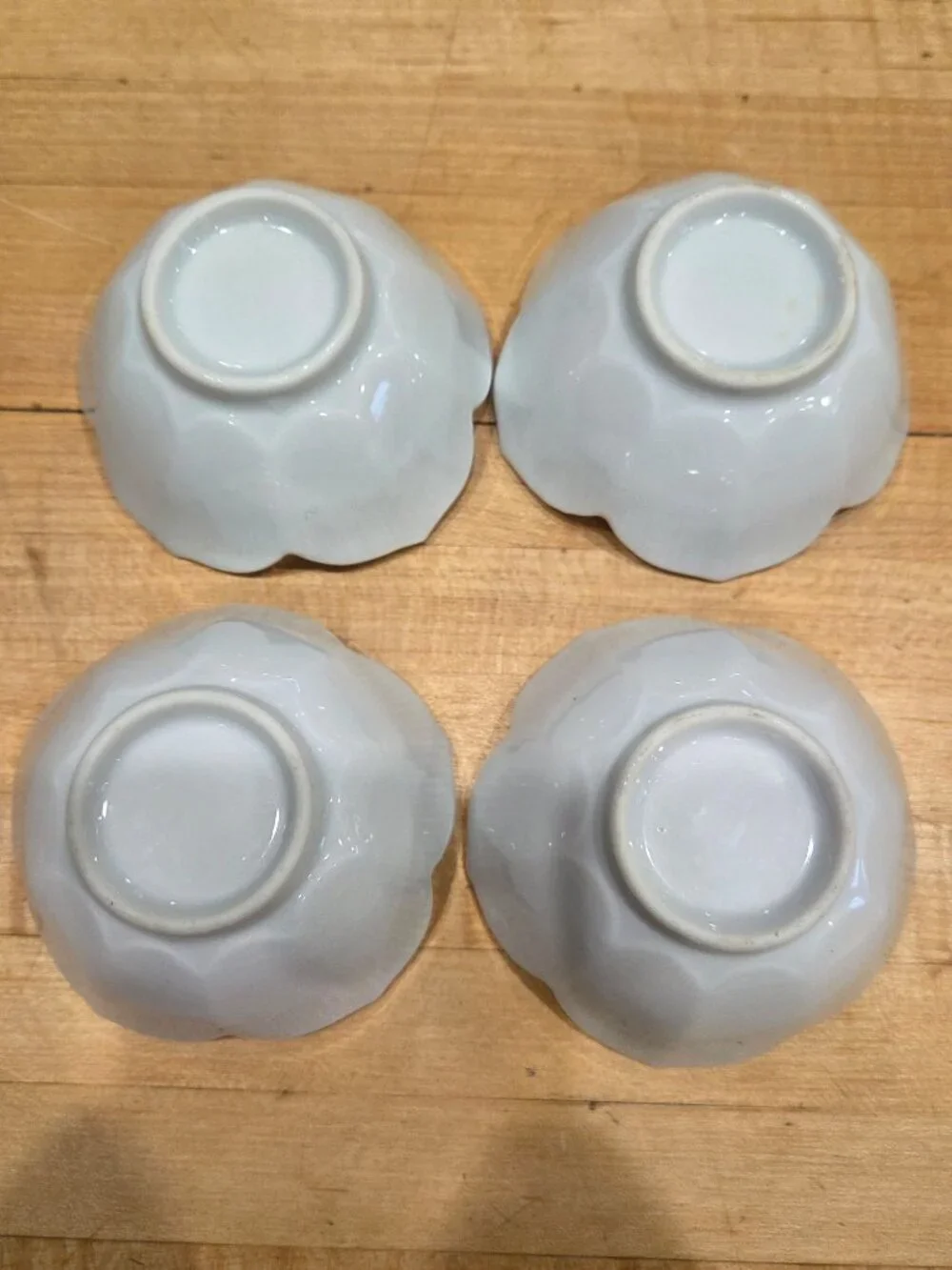 Vintage White Porcelain Cherry Blossom Lotus Petal Small Bowls Set of 4